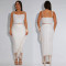 Fashion women's sexy suspender tassel top long skirt two-piece set