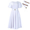 Summer Fashion Bubble Sleeves Elegant High Waist Solid Color Round Neck Large Skirt African Dress