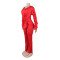 Elegant stretch slim lace drawstring long sleeved waist cinching two-piece set