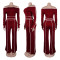 Commuting leisure one shoulder slanted collar elastic splicing high waist wide leg long pants long sleeves two pieces
