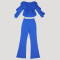 Elegant stretch slim lace drawstring long sleeved waist cinching two-piece set