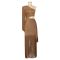 Women's dress with silky glossy fringe and off shoulder sexy dress