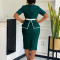 Fashionable and elegant elastic hip hugging short sleeved OL Tunle African plus size dress