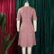 Summer short sleeved fashionable temperament elegant commuting solid color plus size dress