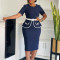 Fashionable and elegant elastic hip hugging short sleeved OL Tunle African plus size dress