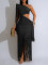 Women's dress with silky glossy fringe and off shoulder sexy dress