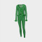 Fashion fur collar, trendy lace up top, tight fitting elastic pants set