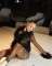 Fashion fur collar, trendy lace up top, tight fitting elastic pants set