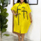 Women's short sleeved fashionable loose collared shirt, medium length shirt, cross-border dress