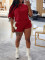 Women's casual loose women's suit solid color round neck half sleeved T-shirt shorts woven fashion two-piece set