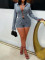 Women's hot pants, casual striped collar, long sleeved shirt with front tie, shorts