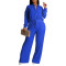 Women's two-piece long sleeved pleated casual shirt set with elastic waist straight tube