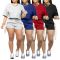 Women's casual loose women's suit solid color round neck half sleeved T-shirt shorts woven fashion two-piece set
