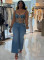 Women's denim tank top, Amazon cross-border women's fashion, sexy, spicy girl, shiny diamond adjustable top