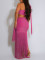 Women's dress with silky glossy fringe and off shoulder sexy dress