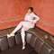 Fashion fur collar, trendy lace up top, tight fitting elastic pants set