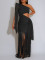 Women's dress with silky glossy fringe and off shoulder sexy dress