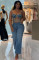 Women's denim tank top, Amazon cross-border women's fashion, sexy, spicy girl, shiny diamond adjustable top