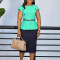 Large size fashionable temperament elegant hip hugging OL Tongle color blocked African dress