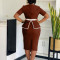Fashionable and elegant elastic hip hugging short sleeved OL Tunle African plus size dress