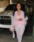 Fashion fur collar, trendy lace up top, tight fitting elastic pants set