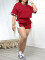 Women's casual loose women's suit solid color round neck half sleeved T-shirt shorts woven fashion two-piece set