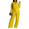 Women's two-piece long sleeved pleated casual shirt set with elastic waist straight tube