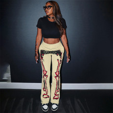 Fashion positioning: Printed pockets, wide leg pants, casual pants, women's trend