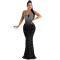 Fashionable women's hot pressed diamond nightclub sexy suspender sleeveless long skirt dress