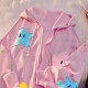 Star zipper pocket embroidered cartoon girl pullover hooded sweatshirt
