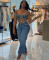 Women's denim tank top, Amazon cross-border women's fashion, sexy, spicy girl, shiny diamond adjustable top
