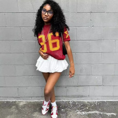 New splicing fashionable and versatile printed mesh breathable sports style sweater short sleeved top  12 COLORS