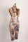 New wild and elegant deep V-color contrasting hanging neck strap backless leopard print jumpsuit