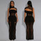 Fashionable women's sexy perspective mesh arm wrapped dress set