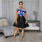 New dress with one shoulder printed short skirt, fashionable and casual women's clothing