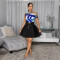 New dress with one shoulder printed short skirt, fashionable and casual women's clothing