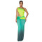 Fashionable women's summer sexy diagonal shoulder bag arm gradient dress