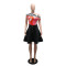 New dress with one shoulder printed short skirt, fashionable and casual women's clothing