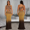 Fashionable women's summer sexy diagonal shoulder bag arm gradient dress