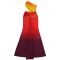 Fashionable women's summer sexy diagonal shoulder bag arm gradient dress