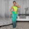 Fashionable women's summer sexy diagonal shoulder bag arm gradient dress
