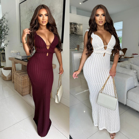 Women's sexy V-neck sexy long dress, new product showing slimming and backless temperament dress for women