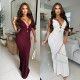 Women's sexy V-neck sexy long dress, new product showing slimming and backless temperament dress for women