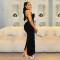 Women's neck hanging, diamond hot stamping, bubble bead slimming, hip hugging dress