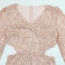 Sexy deep V-sequin dress with hollowed out long sleeves and irregular lotus leaf edge length skirt for women's wear