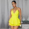 Fashion women's summer sexy camisole V-neck backless jumpsuit short skirt