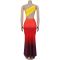 Fashionable women's summer sexy diagonal shoulder bag arm gradient dress