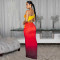 Fashionable women's summer sexy diagonal shoulder bag arm gradient dress