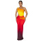 Fashionable women's summer sexy diagonal shoulder bag arm gradient dress