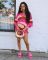 Women's striped sweater fashionable casual hip tight pants set
